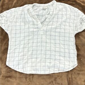 a new day White and Black Grid Blouse